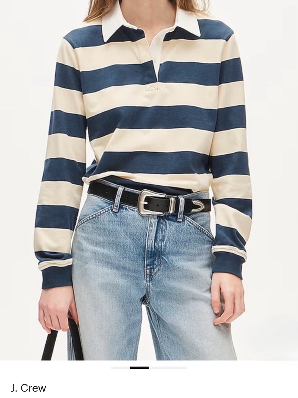 J crew yellow blue Boyfriend jersey rugby shirt in stripe XS
